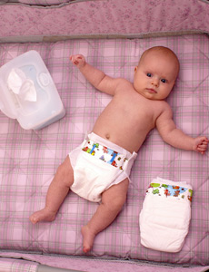 baby in diapers