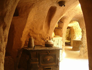 kitchen cave home at forestiere underground gardens 
fresno