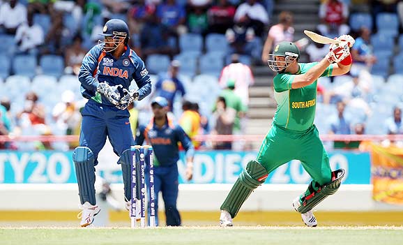 Photo number 2 in the cricket slideshow Match 5: India vs South Africa. Photo caption, "  MS Dhoni looks on as Jacques Kallis scores runs during the ICC World Twenty20 match between South Africa and India played at The Beausejour Cricket Ground in Gros Islet. (Getty Images) "