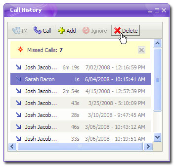how can i delete call history from messenger