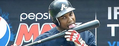 Atlanta rookie's bizarre move while batting