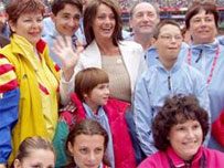 Nadia and Special Olympics Romania athletes at the 2003 World Summer Games in Dublin, Ireland.