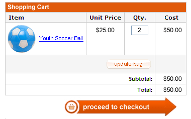 A screenshot of an online shopping cart