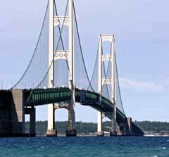 Mackinac 
Bridge spans Michigan's Upper and Lower Peninsulas