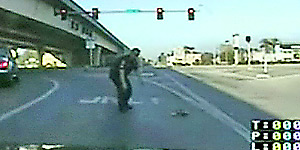 Cop tries to herd ducklings off highway exit (Y! Video)