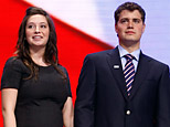 Bristol Palin (L) and her boyfriend Levi Johnston stand on stage during day three of the Republican National Convention at the Xcel Energy Center on September 4, 2008 in St. Paul, Minnesota. (Photo by Justin Sullivan/Getty Images)