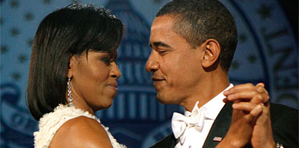 President Barack Obama and First Lady Michelle Obama dance during the Neighborhood Inaugural Ball at the Washington Convention Center on January 20, 2009 in Washington, DC. (Chip Somodevilla/Getty Images)