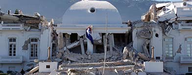 Haiti's National Palace is seen damaged (Reuters)