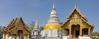 Wat Phra Singh, located within the city walls of Chiang Mai, dates from 1345 and offers an example of classic northern Thai style architecture.  (David Min/Getty Images)