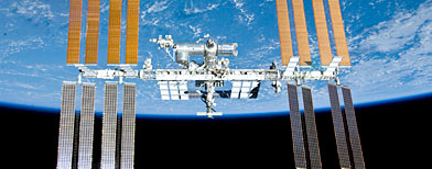 This image provided by NASA shows the International Space Station in this image photographed by an STS-132 crew member on space shuttle Atlantis after the station and shuttle began their post-undocking relative separation Sunday May 23, 2010. (AP photo/NASA)