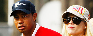 Tiger Woods and his wife Elin Nordegren, who announced their divorce Monday, at the Presidents Cup in 2009. (AP)