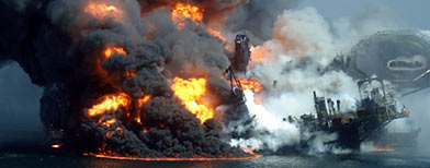 Deepwater Horizon oil rig explosion on April 22, 2010 (AP)
