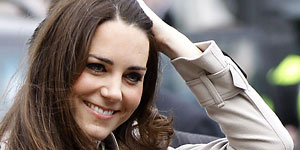 Kate Middleton smiles as she arrives n Belfast, Northern Ireland, Tuesday March 8, 2011. (AP)