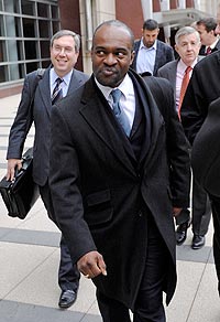 DeMaurice Smith, executive director of the NFL Players Association, leaves after negotiations with the NFL in Minnesota.