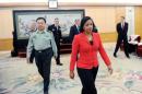 U.S. National Security Adviser Susan Rice walks as she meets with Deputy Chairman of China's Central Military Commission Fan Changlong in Beijing