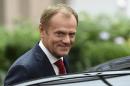 European Council President Donald Tusk arrives to attend an European Union emergency summit on the migration crisis in Brussels, September 23, 2015