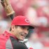 Cincinnati Reds' Joey Votto smiles during batting practice before an exhibition baseball against the Reds Futures minor league team, Tuesday, April. 3, 2012 in Cincinnati.  (AP Photo/Tony Tribble)