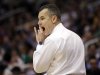 Florida coach Billy Donovan calls out to his team as it plays Marquette during the first half of an NCAA men's college basketball tournament West Regional semifinal on Thursday, March 22, 2012, in Phoenix. (AP Photo/Chris Carlson)