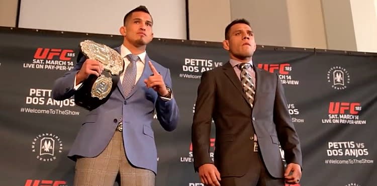 UFC 185 Weigh-in Results: Dual Championship Fights Get Green Light Anthony-Pettis-vs-Rafael-dos-Anjos-staredown