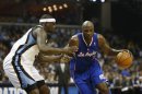 Lamar Odom for the Los Angeles Clippers drives to the basket on May 3, 2013 in Memphis, Tennessee