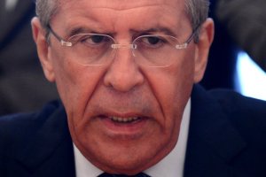 Russian Foreign Minister Sergei Lavrov speaks with …