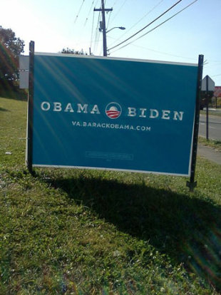 An Obama-Biden sign in Roanoke, Va. (Cheryl Preston)