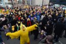 In a photo provided by the Gilda's LaughFest, people gather in downtown Grand Rapids, Mich., to set a new Guinness World Record for the largest gathering of people wearing animal noses, Thursday, March 8, 2012. (AP Photo/Gilda's LaughFest, Jeffrey Huyck)