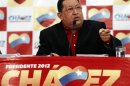 Venezuela's President Chavez speaks during a news conference in Caracas