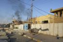 A damaged police station is seen in the Anbar province town of Hit