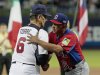 U.S. manager Torre shakes hands with Dominican Republic manager Pena before their teams met during a 2013 World Baseball Classic game in Miami