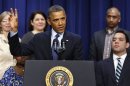 U.S. President Barack Obama speaks about negotiations with Capitol Hill while in Washington