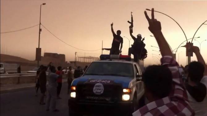 Islamic State jihadists held a military parade after they cptured the northern Iraqi city of Mosul on June 10, 2014