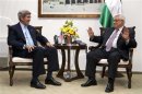 U.S. Secretary of State Kerry meets with Palestinian President Abbas in the West Bank city of Ramallah