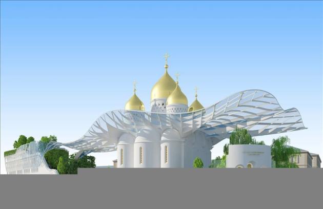 Imagen del proyecto de la iglesia ortodoxa rusa de París facilitada por su diseñador, el arquitecto hispano ruso Manuel Núñez Yanowski. La construcción de una catedral ortodoxa rusa en el corazón de P