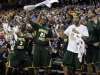 Norfolk State players celebrate in the closing seconds as they defeat Missouri 86-84 in an NCAA tournament second-round college basketball game at CenturyLink Center in Omaha, Neb., Friday, March 16, 2012. (AP Photo/Nati Harnik)