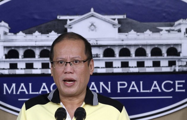 President Benigno Aquino answers questions during a news conference at the Malacanang presidential palace in Manila February 26, 2013. Aquino appealed on Tuesday to the former Sultan of Sulu Jamalu Kiram III to convince his followers to return home and end the two-weeks standoff but at the same time warned the government may take legal action against him. Around 200 armed men who said they are followers of the Sultan of Sulu , remained at a coastal village on the eastern Malaysian state of Sabah as Philippines and Malaysian authorities work out a peaceful means to resolve the two-weeks standoff that threatens the two countries diplomatic relations.  REUTERS/Malacanang Presidential Palace/Handout (PHILIPPINES - Tags: POLITICS CIVIL UNREST) FOR EDITORIAL USE ONLY. NOT FOR SALE FOR MARKETING OR ADVERTISING CAMPAIGNS. ATTENTION EDITORS - THIS IMAGE WAS PROVIDED BY A THIRD PARTY. FOR  EDITORIAL USE ONLY. NOT FOR SALE FOR MARKETING OR ADVERTISING CAMPAIGNS. THIS PICTURE IS DISTRIBUTED EXACTLY AS RECEIVED BY REUTERS, AS A SERVICE TO CLIENTS