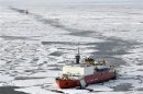 Handout photo of Coast Guard Cutter Healy and Canadian Coast Guard Ship Louis S. St-Laurent during an Arctic expedition
