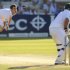England's Finn bowls to South Africa's Kallis during the third cricket test match in London