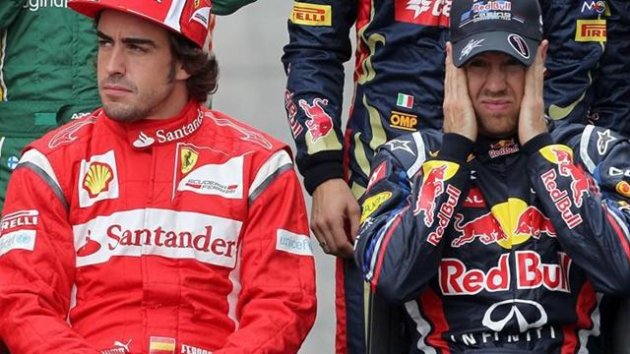 2011 Fernando Alonso Ferrari Sebastian Vettel Red Bull Brazlian Gran Prix