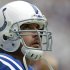 Indianapolis Colts quarterback Kerry Collins looks at the scoreboard in the first quarter of an NFL football game against the Houston Texans, Sunday, Sept. 11, 2011, in Houston. (AP Photo/David J. Phillip)