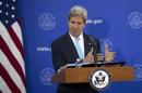 U.S. Secretary of State Kerry speaks during a news conference in Juba