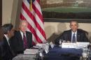 US President Barack Obama speaks alongside US Vice President Joe Biden (C) and US Secretary of Treasury Jacob Lew (L) on June 14, 2016