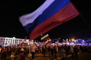 Pro-Russian people celebrate in Lenin Square, in Simferopol,&nbsp;&hellip;