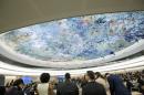 Delegates gather during the opening of the 32th session of the Human Rights Council, at the European headquarters of the United Nations in Geneva, Switzerland, Monday, June 13, 2016. (Salvatore Di Nolfi/Keystone via AP)