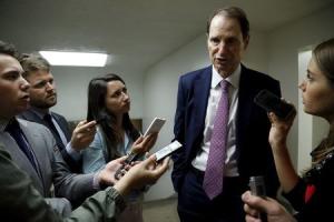 Wyden speaks with reporters as he arrives for the weekly&nbsp;&hellip;
