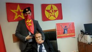 A gunman poses with Prosecutor Mehmet Selim Kiraz with &hellip;