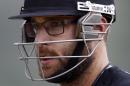 FILE - In this Sept. 20, 2012 file photo, New Zealand's cricketer Daniel Vettori walks in to bat in the nets during a training session ahead of their match against Bangladesh in the ICC Twenty20 Cricket World Cup in Pallekele, Sri Lanka. The Feb. 14-March 29, 2015 Cricket World Cup will be staged in New Zealand and Australia for the first time since 1992. New Zealand has performed a delicate balancing act in its build-up to the Cricket World Cup, the first in its backyard in two decades. (AP Photo/Aijaz Rahi, File)