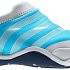 In this product Image provided by Adidas, the Adipure Trainer W, in intense blue and metallic silver, is shown. Adidas is trying to tap into the growing niche U.S. market of people who want to run in shoes that mimic the experience of running barefoot, but offer the protection, traction and durability of traditional athletic shoes. (AP Photo/Adidas)