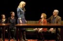 In this theater image released by The Publicity Office are, from left, Phoebe Strole, Cameron Scoggins, Jennifer Mudge, Anita Gillette and Tom Bloom are sown in a scene from â€œThe Big Meal,â€ performing off-Broadway at Playwrights Horizons in New York. (AP Photo/The Publicity Office, Joan Marcus)