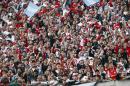 River Plate's fans cheer for their team during an Argentine league soccer match against Quilmes in Buenos Aires, Argentina, Sunday, May 18, 2014. (AP Photo/Victor R. Caivano)